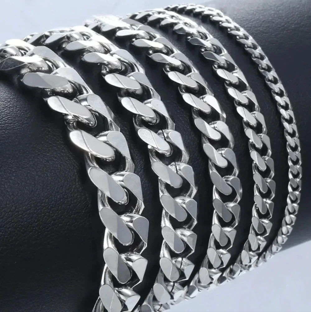 Stainless Steel Cuban curb chain link bracelet, 8.26